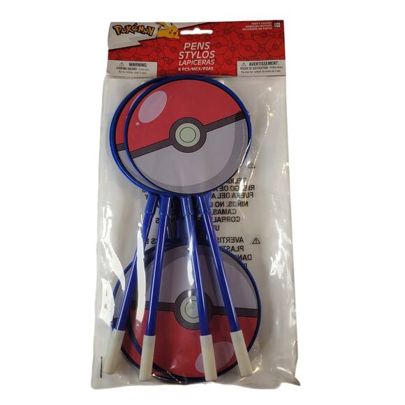 Pokemon Pokeball Party Favor Pens 8ct Officially Licensed Amscan New - Picture 7 of 7